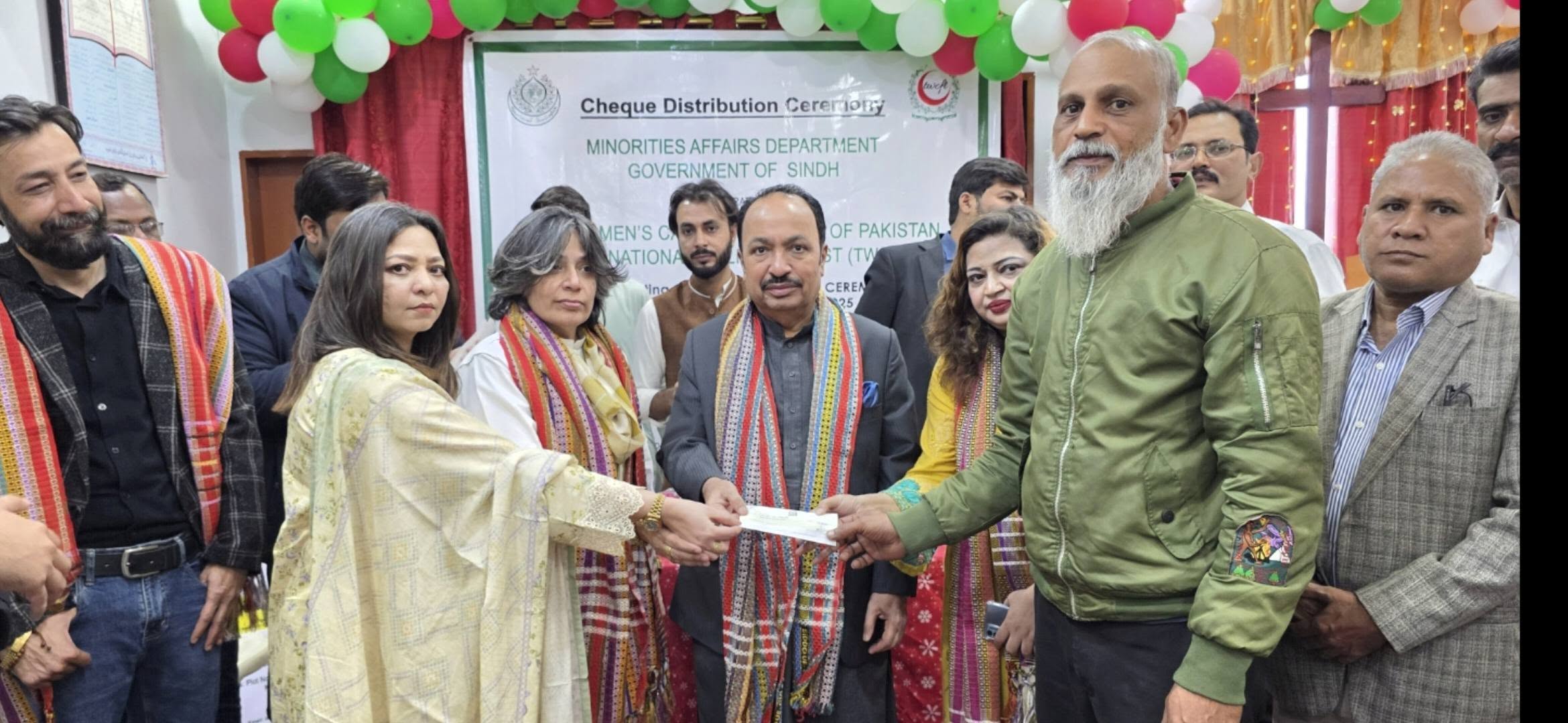 TWCFT cheque distribution ceremony with Minorities Affairs Department, Government of Sindh